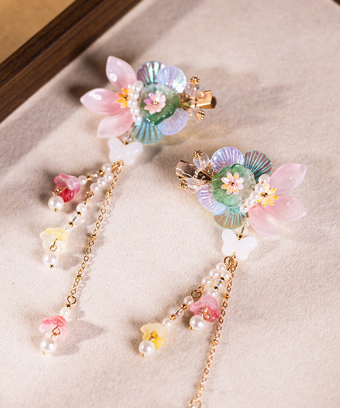 Style Multicolor Alloy Pearl Tassel Kids a Pair Hairpin