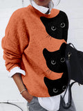 Peeking Black Cats Pattern Cozy Knit Sweater elevenforest