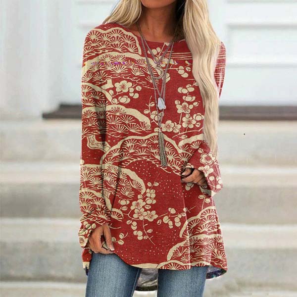 Vintage Japanese Art Print Long Sleeve Tunic elevenforest