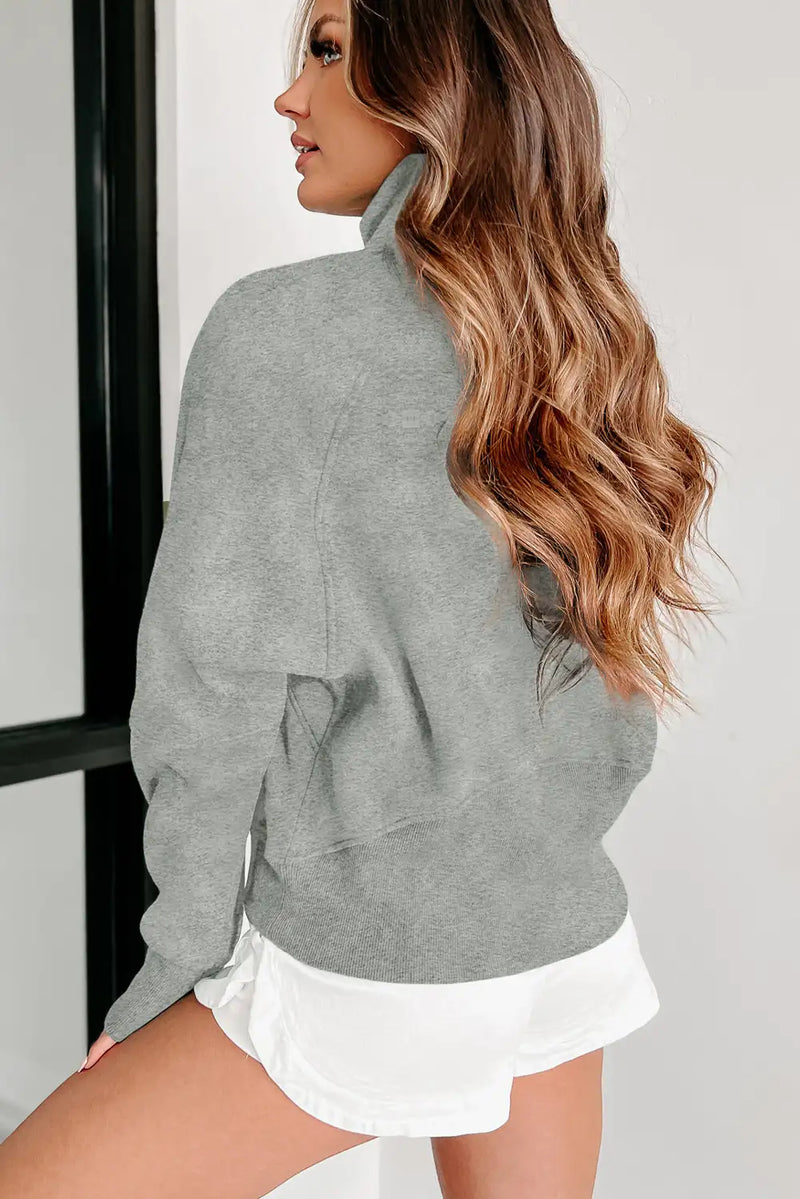 Gray Ribbed Thumbhole Sweatshirt