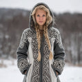 Vintage Viking Celtic Knot Cozy Knit Hooded Cardigan elevenforest