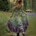 Classy Gradient Purple Lavender And Floral Art Cozy Knit Maxi Dress