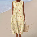 Women's Vintage Floral Art Linen Vest Dress elevenforest
