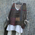 Comstylish Women's Japanese Style Stitch Art Pattern Vintage Linen Shirt