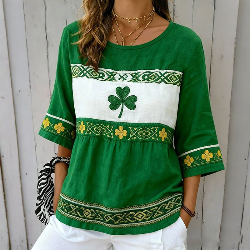 Comstylish Women's Retro St. Patrick's Day Cotton And Linen Top