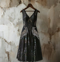 Women's Vintage Viking Raven Celtic Knot Art Linen Midi Dress elevenforest