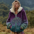 Comstylish Women's Viking Tree Of Life Gradient Pattern Knit Zip-up Hooded Sweater
