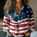 Women's Independence Day Flag Print Shirt elevenforest