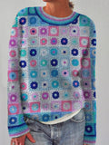 Vintage Floral Pattern Knitted Sweater elevenforest