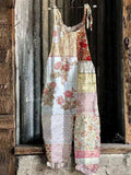 Boho Vintage Floral Women's Linen Jumpsuit elevenforest