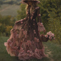Vintage Pink Roses Gradient Flowy Maxi Dress elevenforest