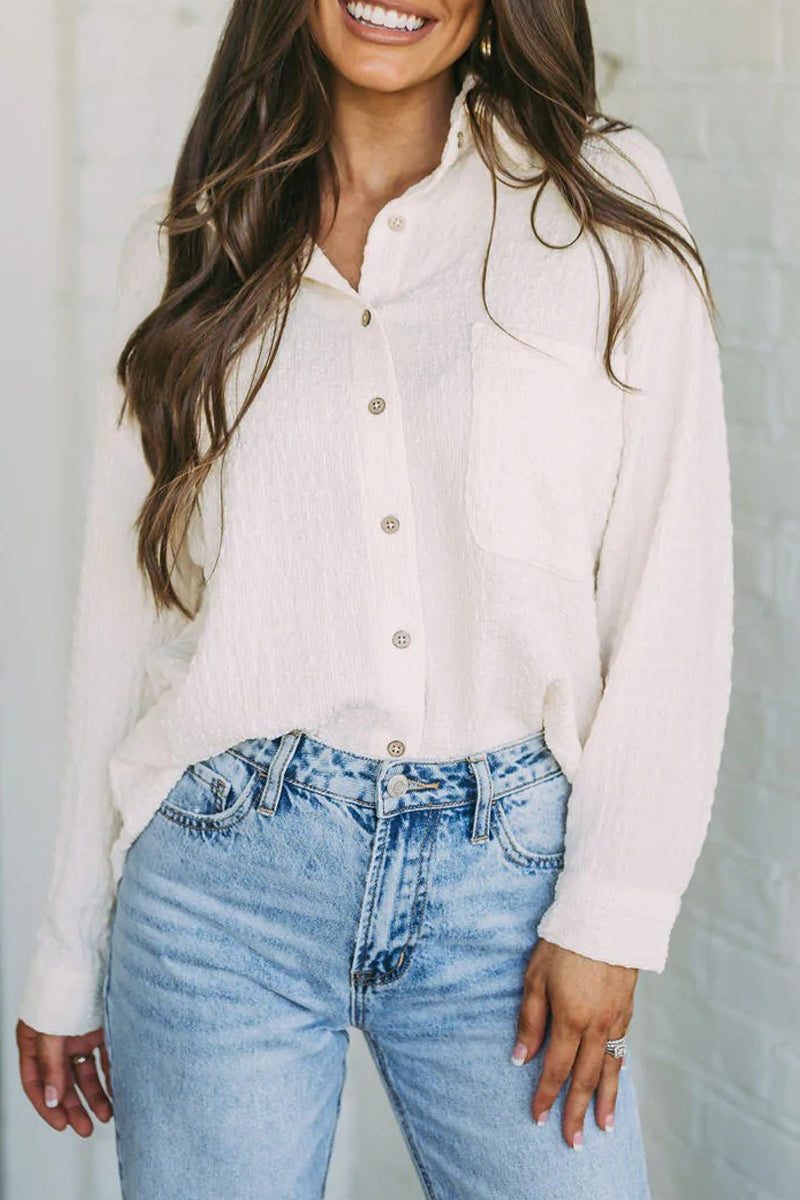 Simplicity Pocket Turndown Collar Tops