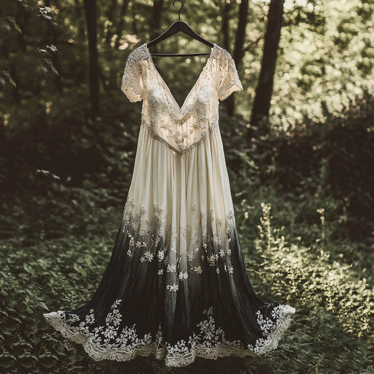 Floral Embroidered Pattern Linen Contrast Color Short Sleeve Dress elevenforest