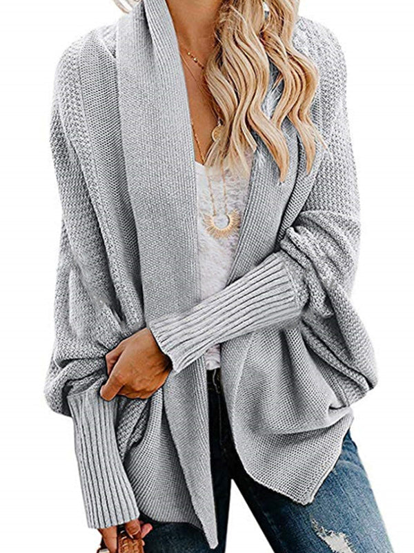 Batwing Sleeves Loose Color Cardigan Tops