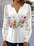 Women's Floral Print V-Neck Casual Shirt