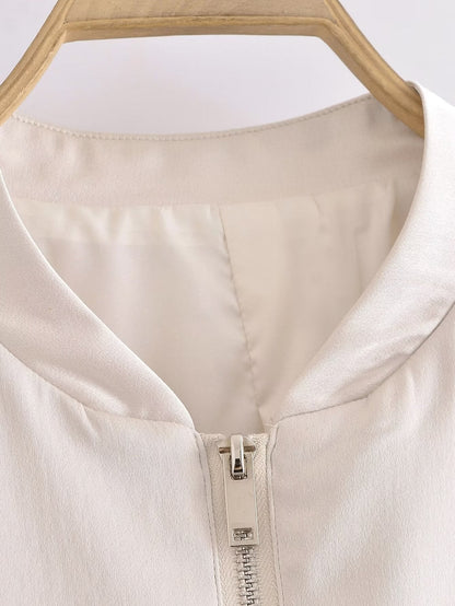 Summer Clothing Stand Collar Long Sleeve Bomber Jacket Working Pants Set – Stylish Outfit for