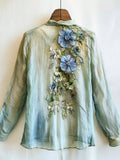 Forest 3d Floral Lace Art Women's Long Sleeve Blouse elevenforest