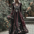 Vintage Skull Skeleton And Red Roses Flowy Maxi Dress elevenforest