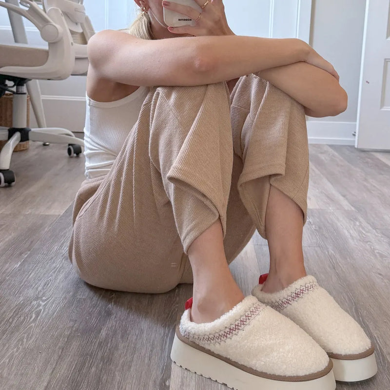 Sherpa Fleece Platform Slippers - Buy 1 Get 1 Free