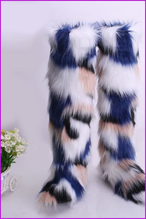 [pre-] 12 Colors Faux Fur Over Knee Boots F373
