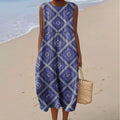 Women's Vintage Gradient Art Print Casual Midi Dress elevenforest