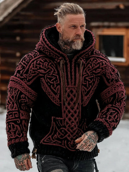 Men's Viking Celtic Pattern Art Cozy Hooded Sweater artswardrobe