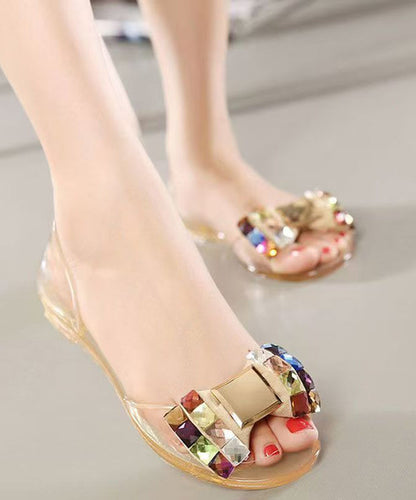 New Black Water Diamond Flat Bottom Fish Mouth Sandals Ag1005