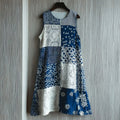 Vintage Japanese Inspired Lace Patchwork Linen Midi Dress elevenforest