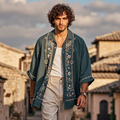 Men's Bohemian Floral Casual Shirt elevenforest