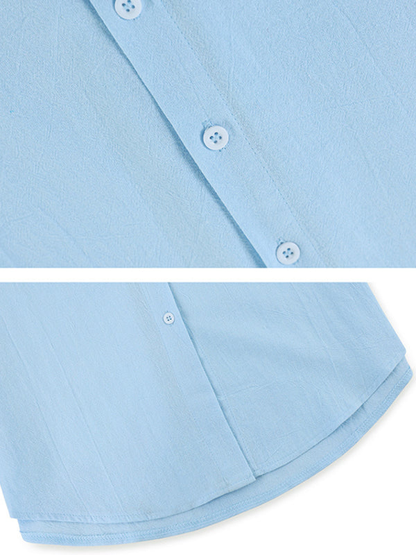 High-low Long Sleeves Split-joint Lapel Blouses