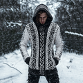 Vintage Viking Rune Thick Needle Comfortable Warm Hooded Sweater elevenforest
