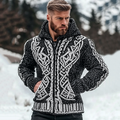 Men's Viking Celtic Pattern Cozy Zip And Pocket Hooded Sweater elevenforest