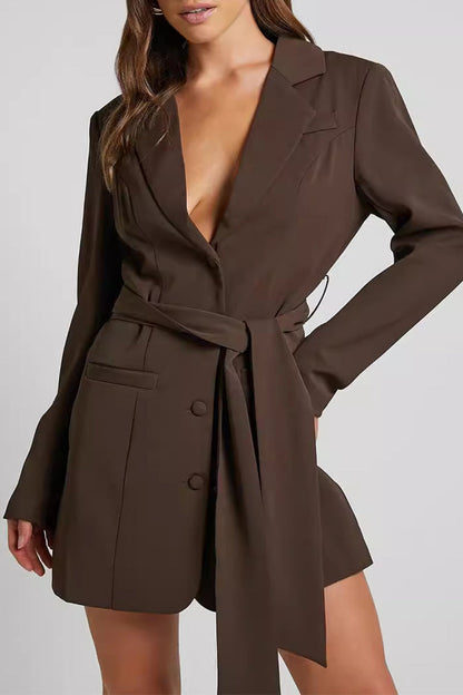 Formal Color Lace Up Buttons Turn-back Collar Outerwear(3 Colors)