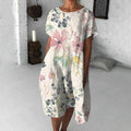 Retro Colored Flowers Art Flowy Midi Dress elevenforest