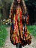 Colorful Boho Patchwork Flowy Linen Maxi Dress elevenforest