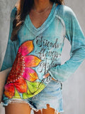 Women's Art Painting Hippie Print V-Neck Long Sleeve
