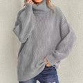 Retro Loose Turtleneck Cable Knitted Long Sleeve Sweater elevenforest