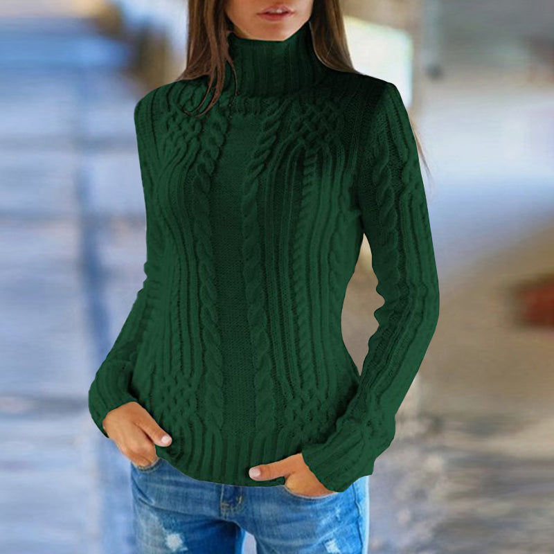 Vintage Solid Turtleneck Long Sleeve Sweater elevenforest