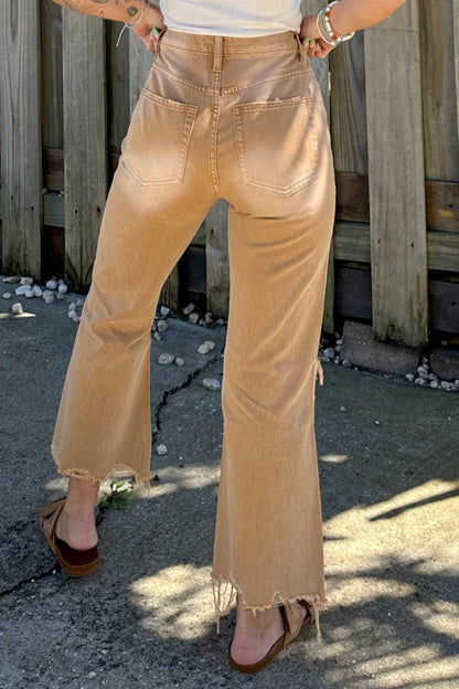Ripped Patchwork High Waist Regular Denim Jeans