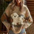 Vintage Yarn Dog Felt In Gradient Art Inspired Embroidered Cozy Knit Sweater elevenforest