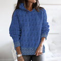 Women'S Celtic Knotted Creative Patchwork Hooded Aran Sweater elevenforest