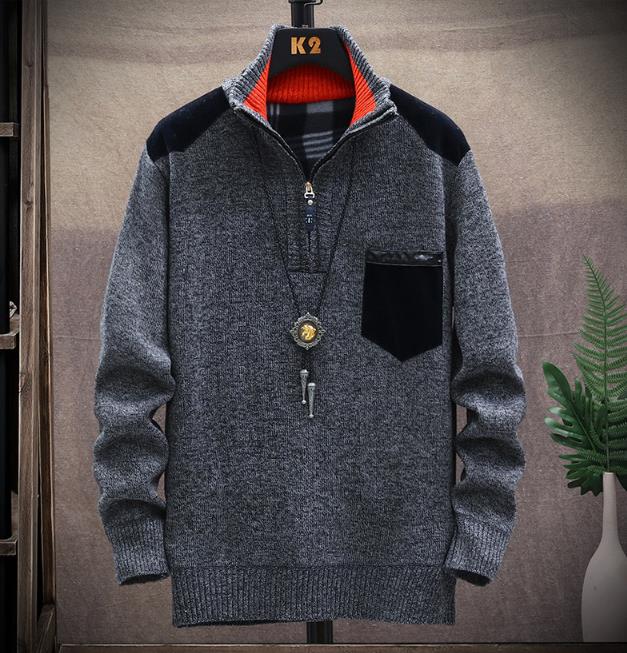 Men's Vintage Knitted Stand Collar Sweater elevenforest
