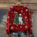 Comstylish Christmas Tree And Puppy Pattern Women's Comfortable Plush Sweater