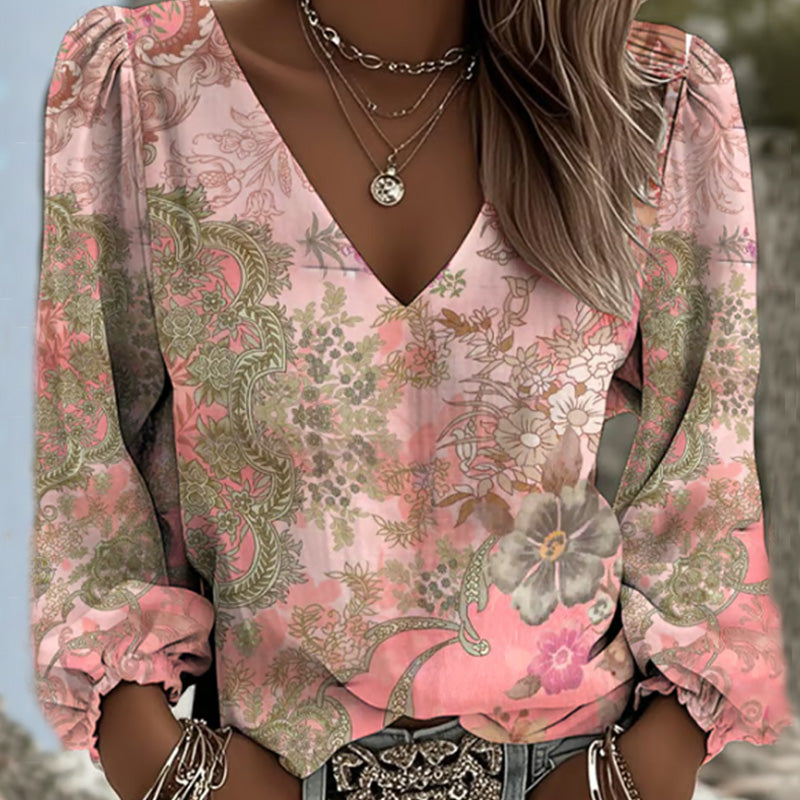 Women's Pink Awareness Floral Print Shirt elevenforest