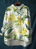 Colorful Watercolor Daisy Print Cotton And Linen Shirt