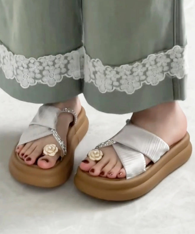 Black Platform Faux Leather Hollow Out Slide Sandals Oi055