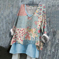 Vintage  Floral Patchwork Linen Tunic elevenforest