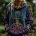 Women's Viking Tree Of Life Celtic Knot Art Gradient Comfort Hoodie elevenforest