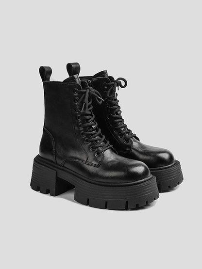 Lace-up Round-toe Split-joint Boots Platform Shoes