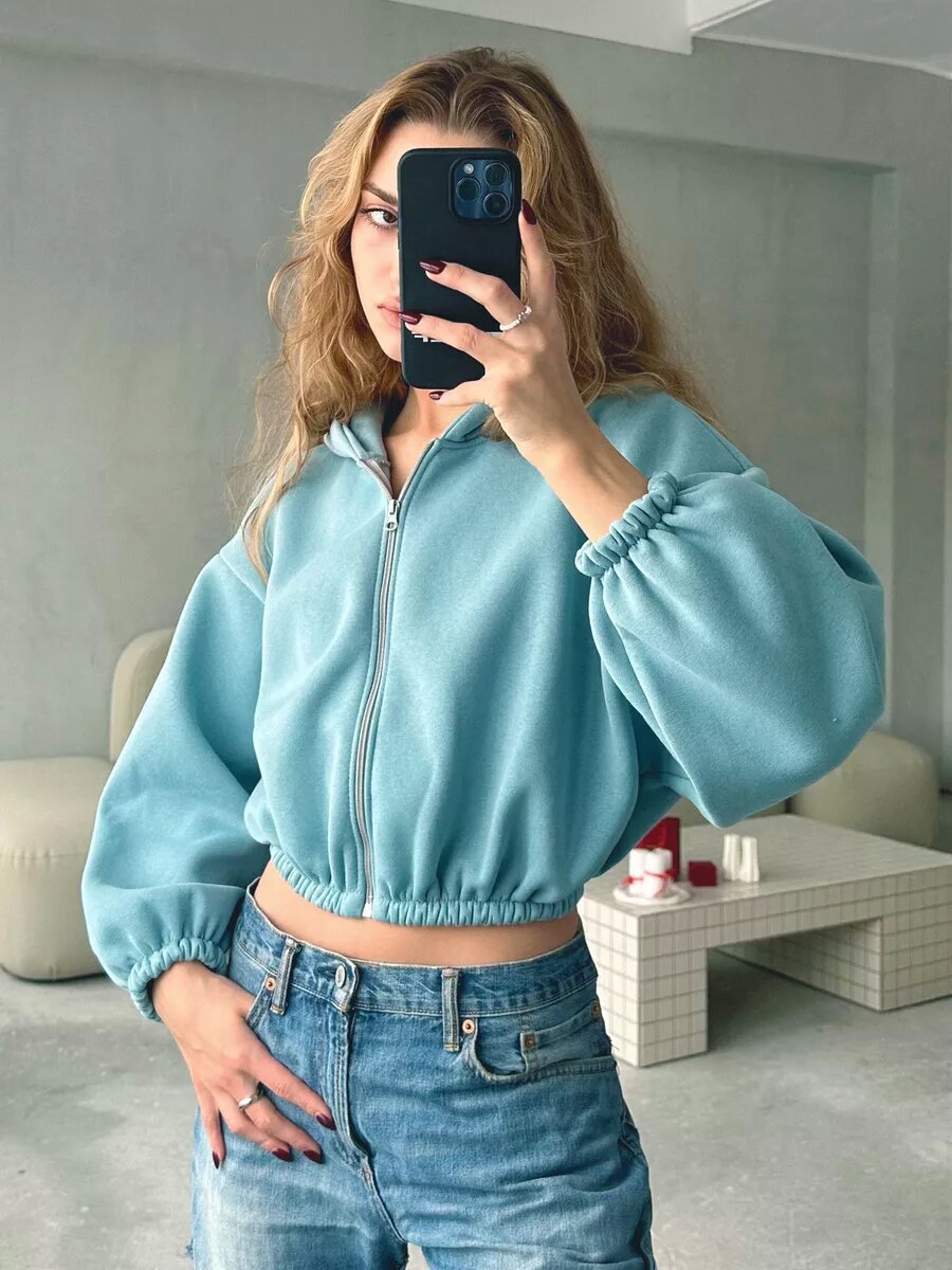 Color Short Sports Hoodie Coat